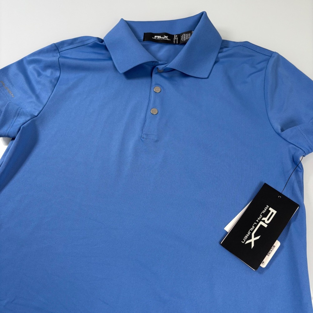 RLX Ralph Lauren Girls L 12-14 Blue Polo Shirt New Wicking Stretch Performance